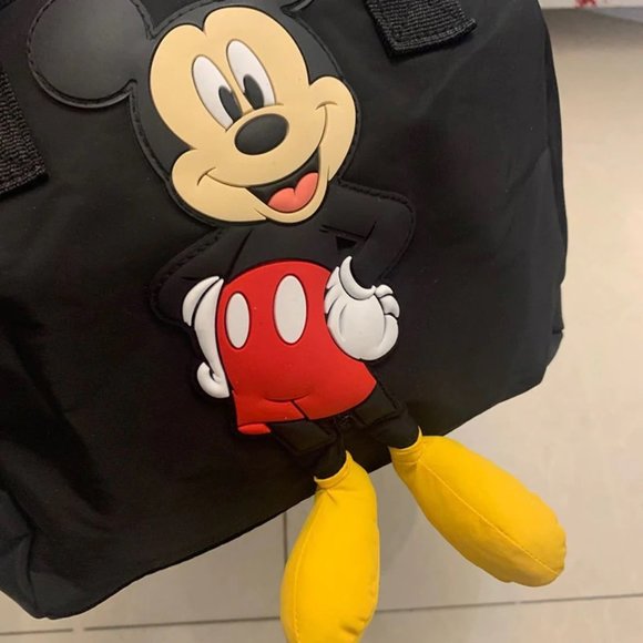 2021 Mickey Mouse Dangly Feet Zipper Bag with Yellow Sequin Minnie Mouse Ears - Picture 2 of 7